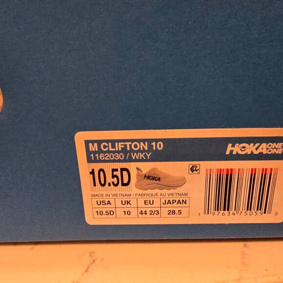 Hoka One Mens Clifton 10 Road Running Shoes - white / skyward blue Men's SZ 10.5 - Picture 11 of 16